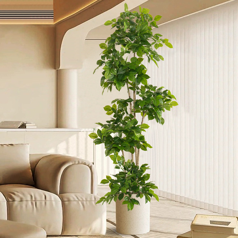 Ficus Lyrata Tree - 2-78in ขนาดใหญ่พืชปลอมประดิษฐ์ Happy tree พลาสติก Radermachera