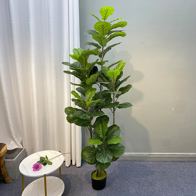 Ficus Lyrata Tree - ต้นไทรขนาดใหญ่59in ต้นพลาสติกต้นไทรใบพืชเทียมใบ pohon beringin สัมผัสเหมือนจริงสำหรับการตกแต่งร้านสำนักงานบ้าน