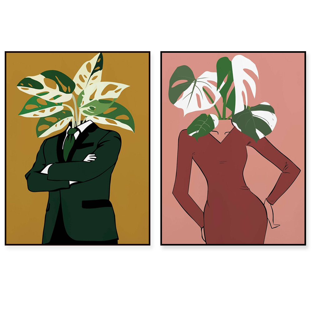 Monstera Adansonii - Monstera Albo ในโปสเตอร์ชุดเบอร์กันดี! Monstera adansonii ในโปสเตอร์ชุดสูทสีเขียว!Variegated/Vintage/Modern/Illustration/Print