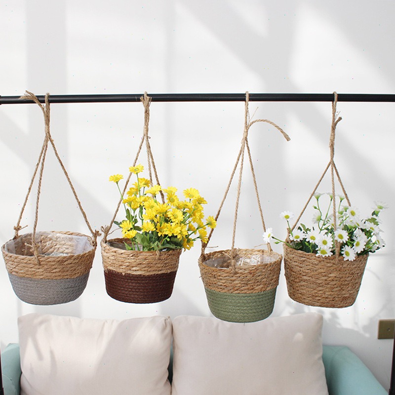 Spider Plant Hanging - กระถางแขวนทำจากเชือกป่าน กระถางดอกไม้สาน กระถางหวาย กระถางต้นไม้แขวน กระถางแขวนสำหรับปลูกต้นไม้