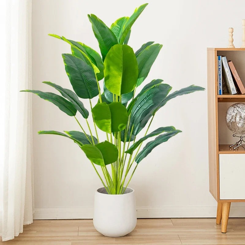 Ficus Lyrata Tree - ต้นไม้ประดิษฐ์ขนาด 67-112 ซม. ต้นปาล์มเขตร้อนขนาดใหญ่ ต้นกล้วยปลอม ใบไม้สัมผัสเหมือนจริง