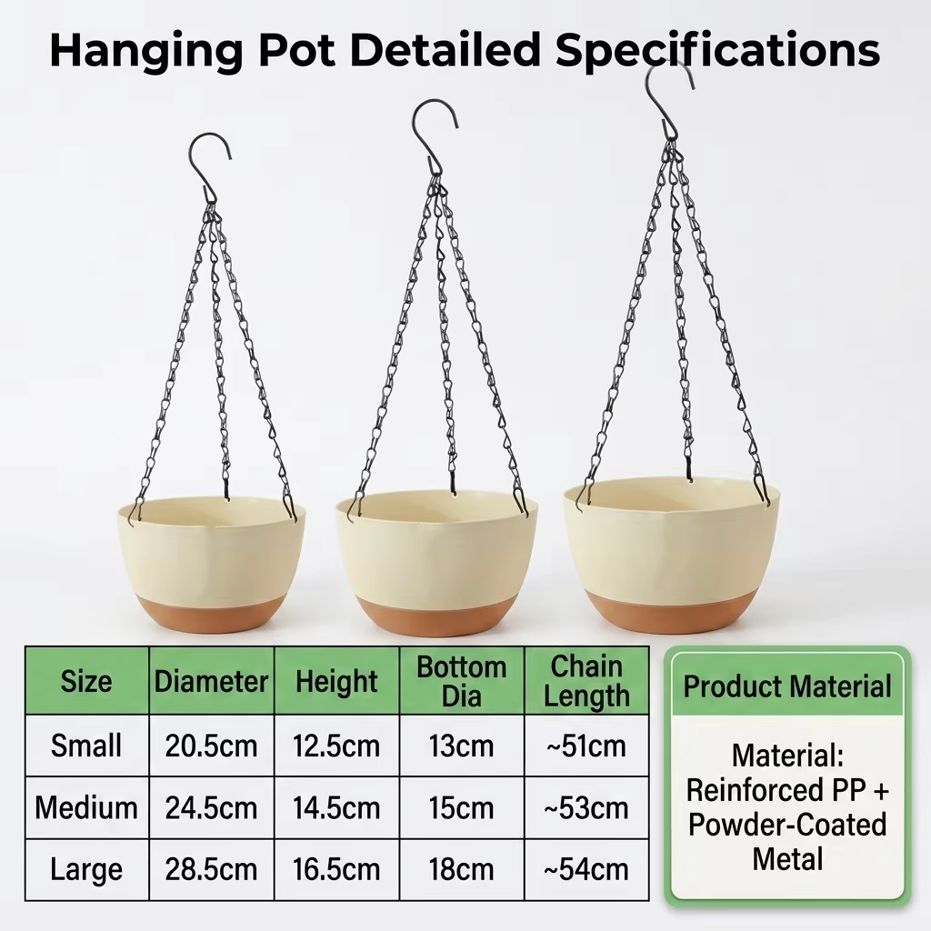 Spider Plant Hanging - กระถางแขวนดอกไม้สองสีทันสมัยสำหรับใช้ในชีวิตประจำวัน กระถางต้นไม้พลาสติกสำหรับปลูกต้นแมงมุม พร้อมโซ่โลหะ ตะกร้าตกแต่งสำหรับสวนทั้งภายนอกและภายในอาคาร