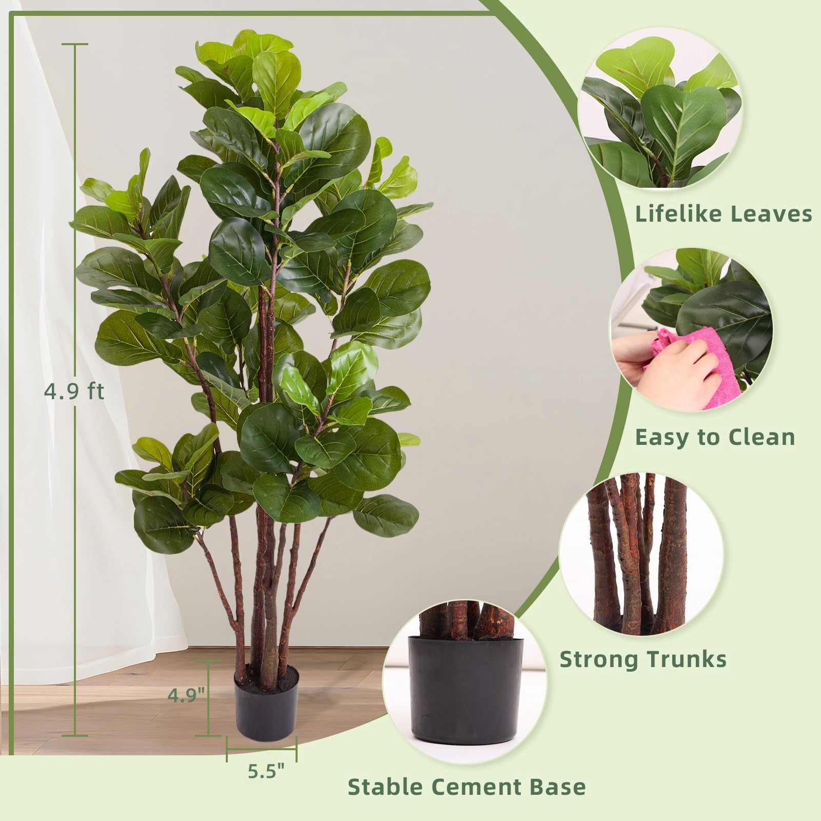 ต้นมะเดื่อใบแฉกประดิษฐ์ ขนาด 5 - Ficus Lyrata Tree บทวิจารณ์และราคา
